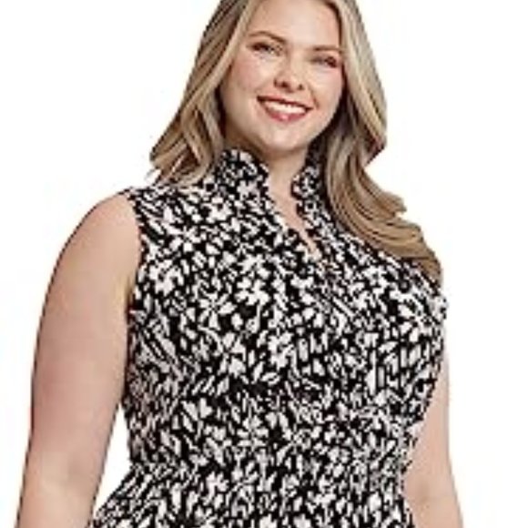 LONDON TIMES NWT sleeveless dress Sz 18W CREPE FLORAL $188 RETAIL OFFICE SUBLIME - Picture 2 of 12